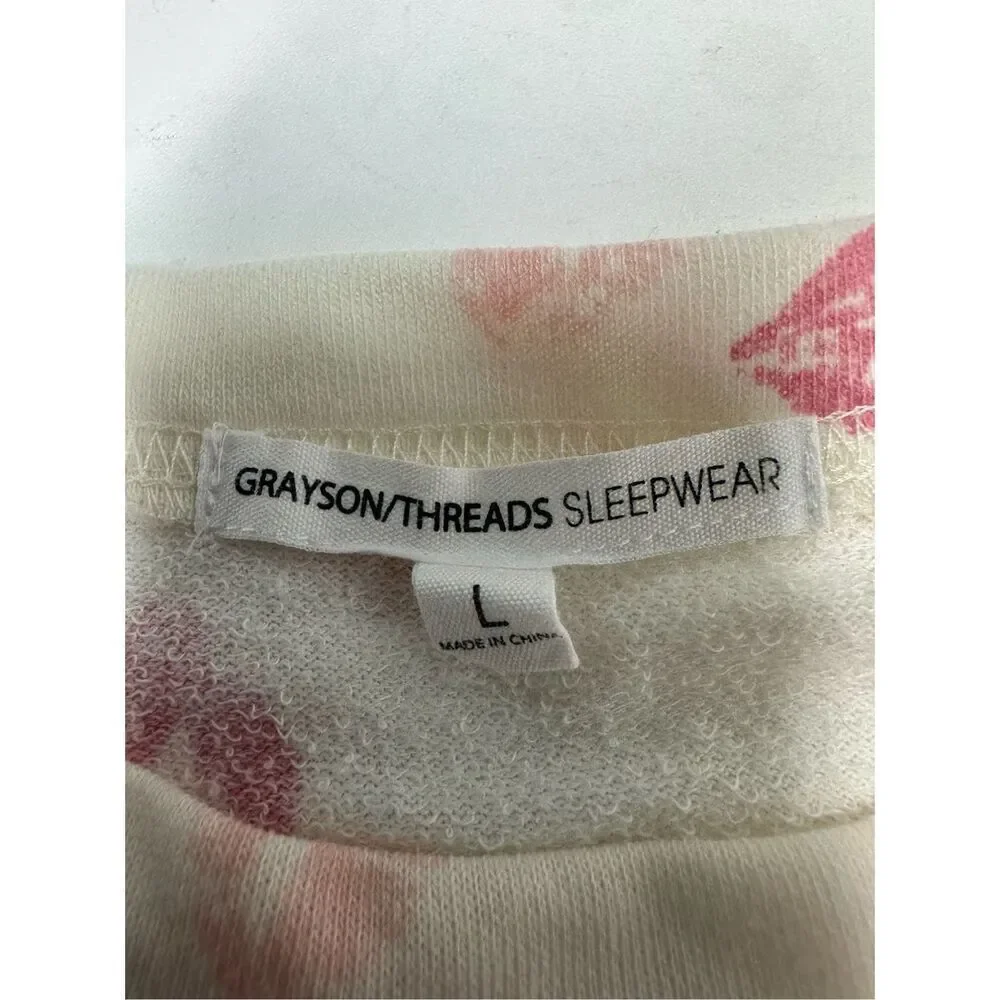 Grayson Threads Womens Sleepwear Set Size L Kiss Print Top & Shorts Cotton Blend